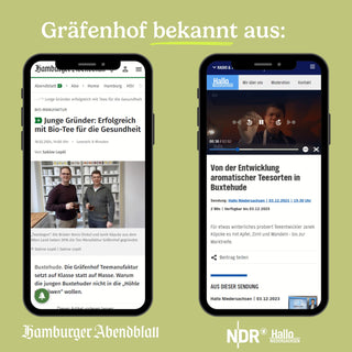Du kennst Gräfenhoftee vielleicht bereits aus dem Hamburger Abendblatt oder Hallo Niedersachsen vom NDR.