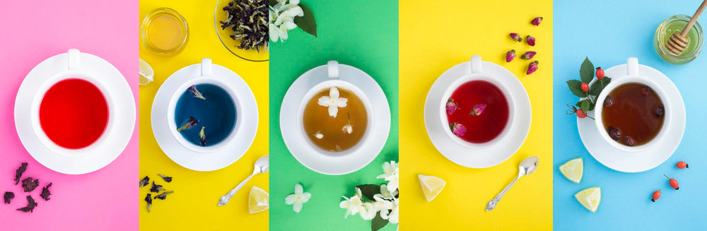 Fünf verschiedene Teevarianten.